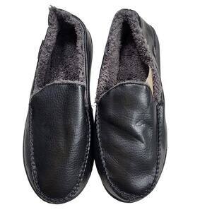 MUK LUKS men's moccasin slippers faux leather upper size 10